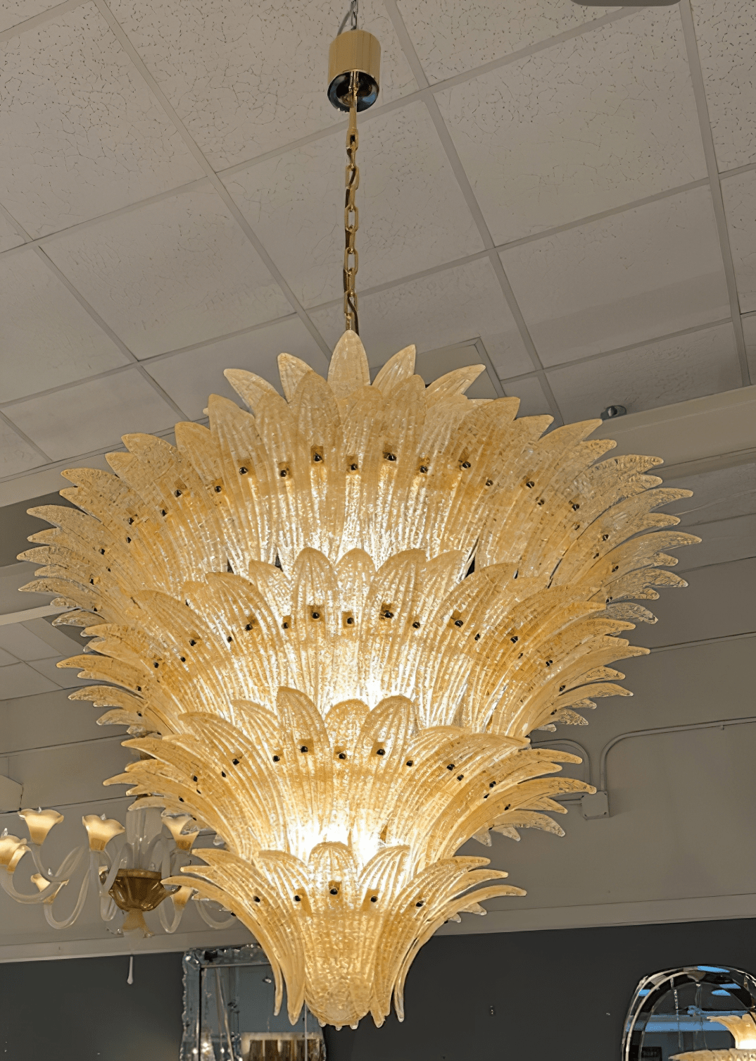 Aurora Chandelier Murano Glass Palmette Leaf Tiered - Blowlighting