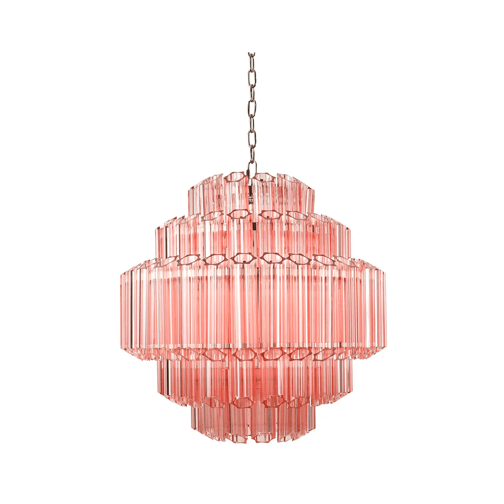 Aurora Chandelier Pink Glass Tube Layered Diamond - Neutralighting