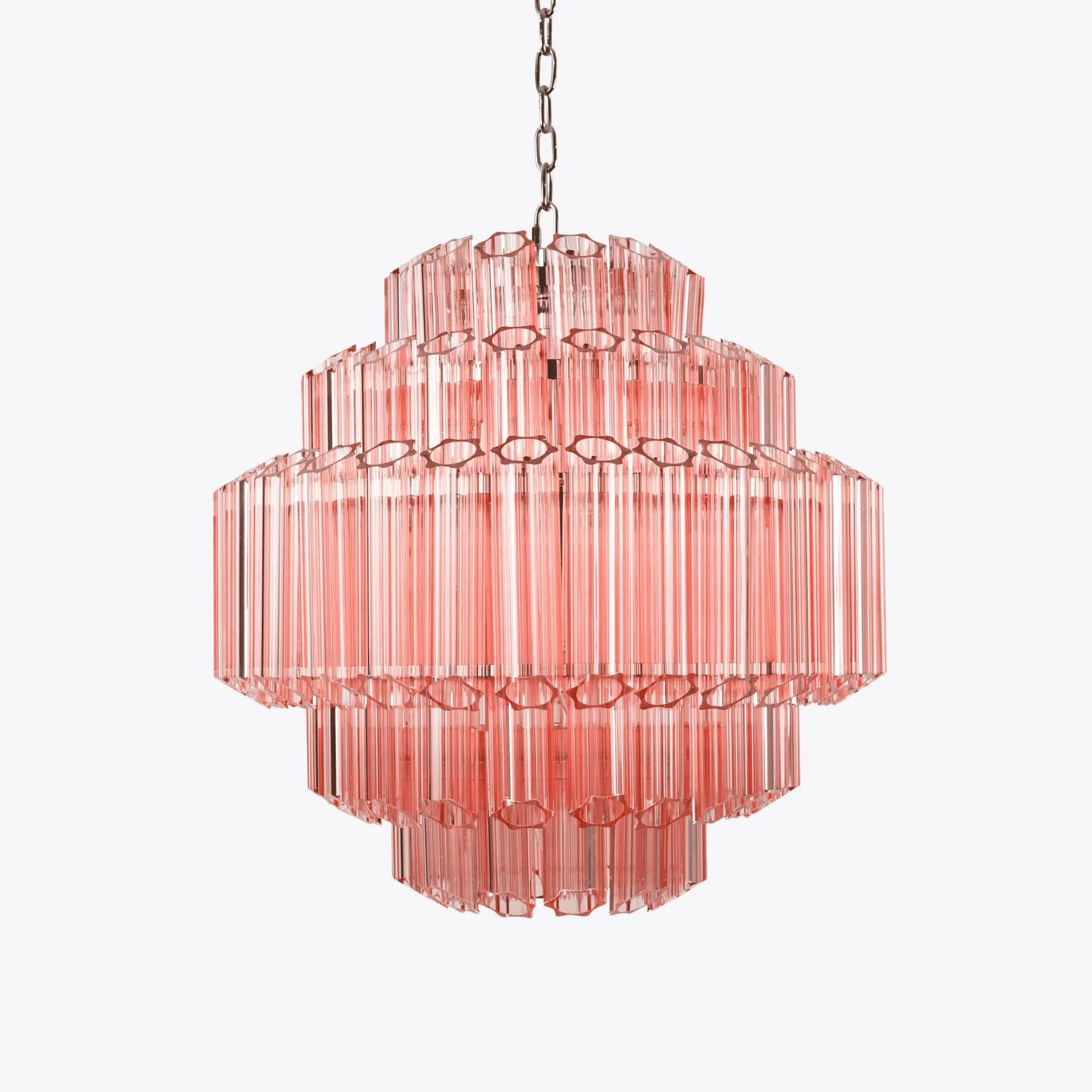 Aurora Chandelier Pink Glass Tube Layered Diamond - Neutralighting
