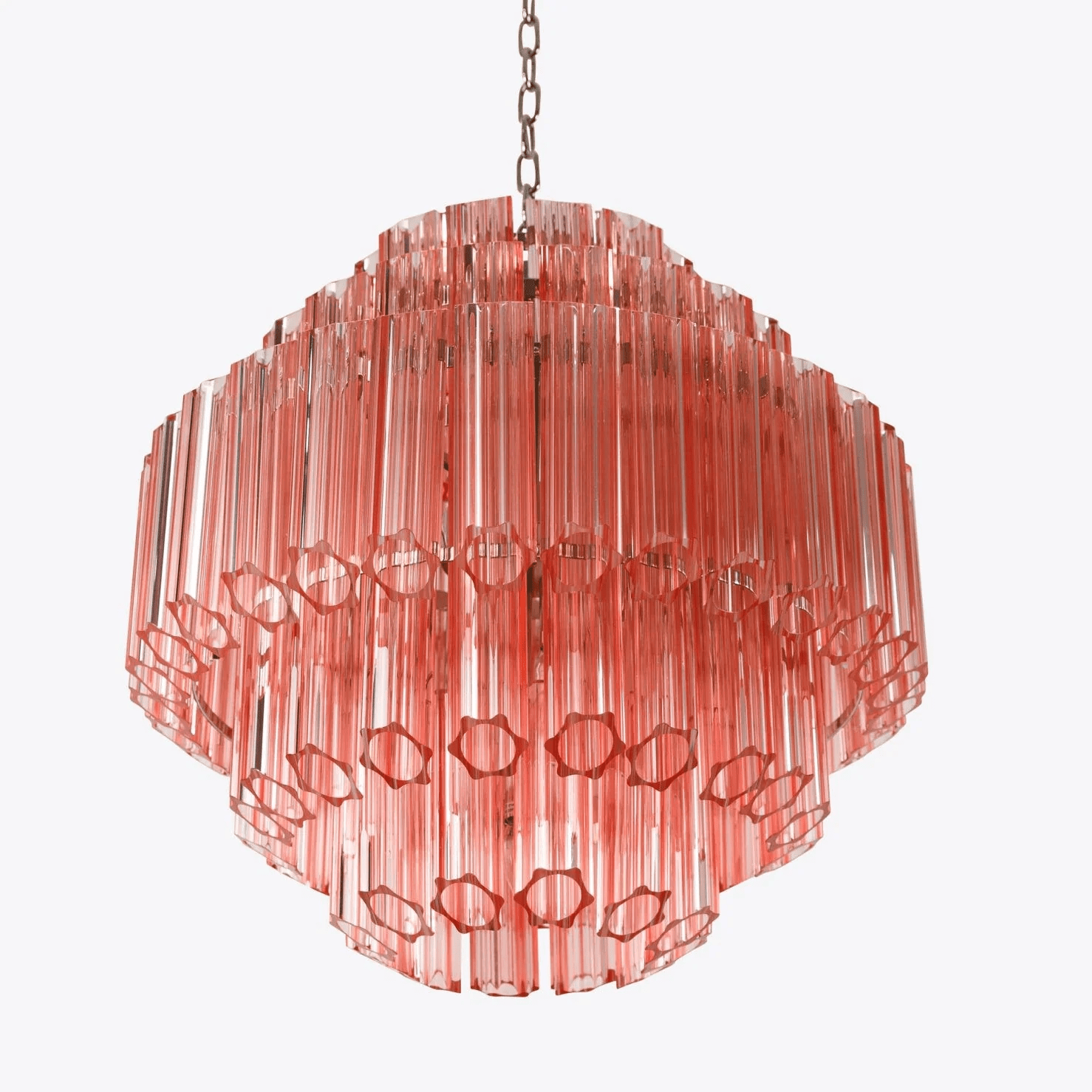 Aurora Chandelier Pink Glass Tube Layered Diamond - Neutralighting