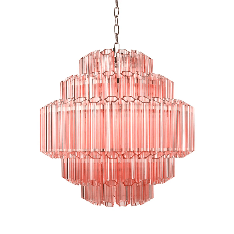 Aurora Chandelier Pink Glass Tube Layered Diamond - Neutralighting