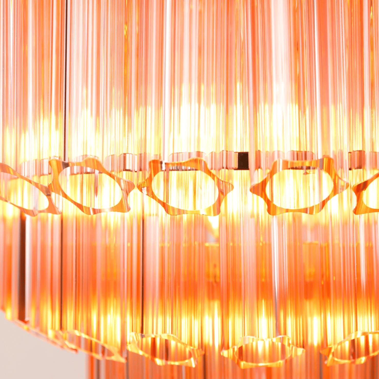 Aurora Chandelier Pink Glass Tube Layered Diamond - Neutralighting