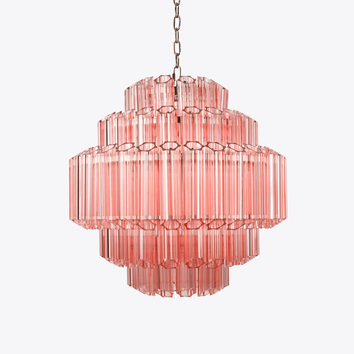 Aurora Chandelier Pink Glass Tube Layered Diamond - Neutralighting
