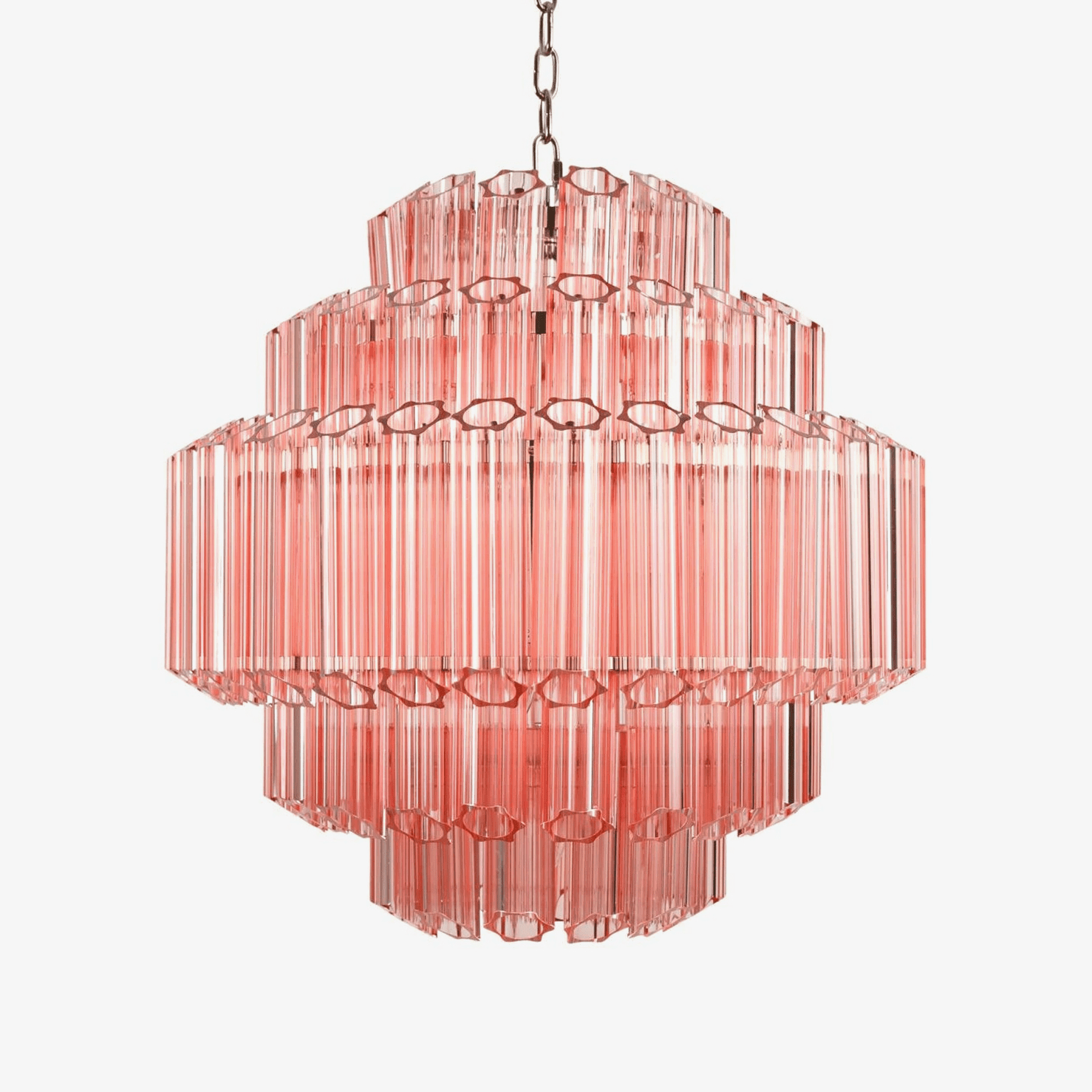Aurora Chandelier Pink Glass Tube Layered Diamond - Neutralighting