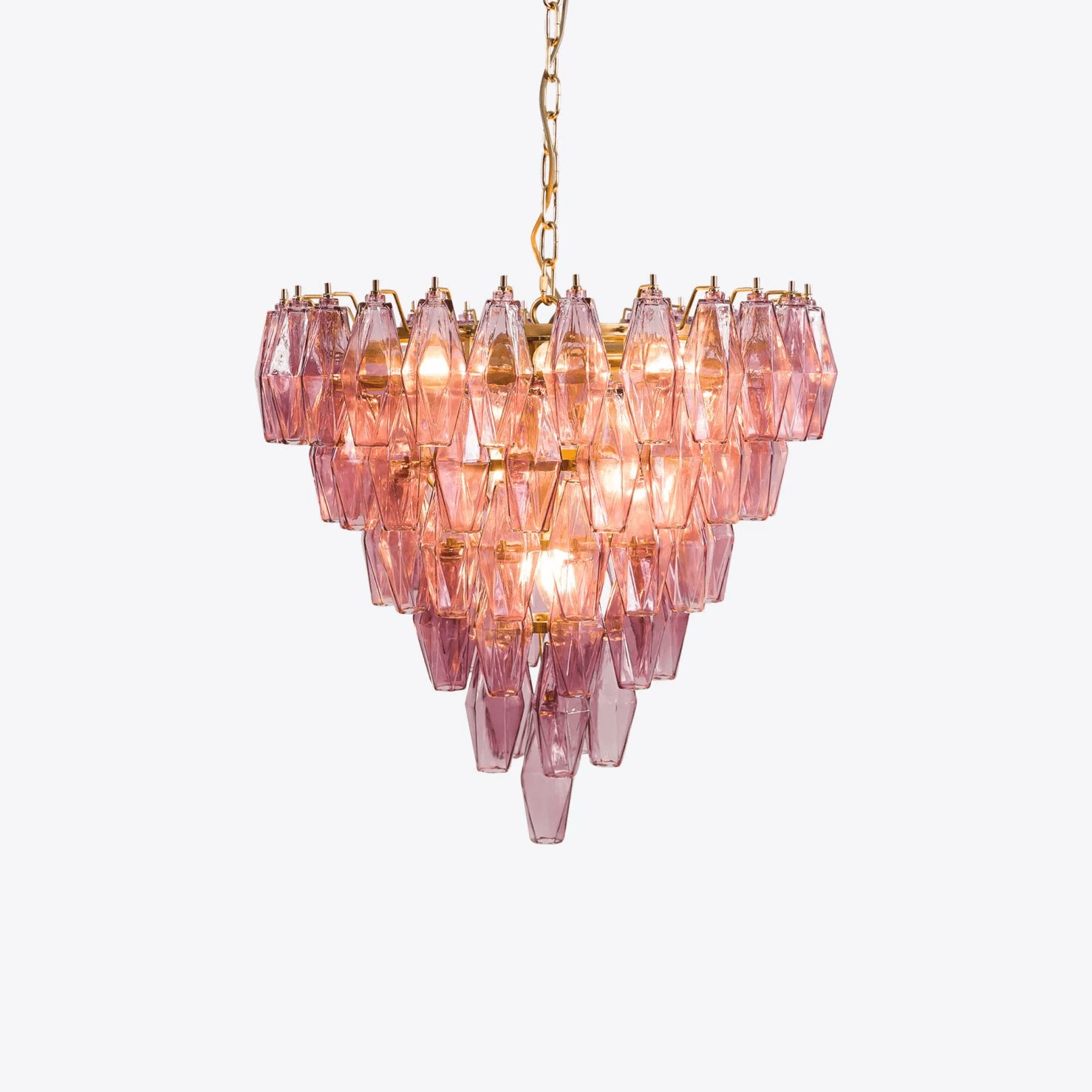 Aurora Chandelier Pink Faceted Glass Layered Vintage - Neutralighting