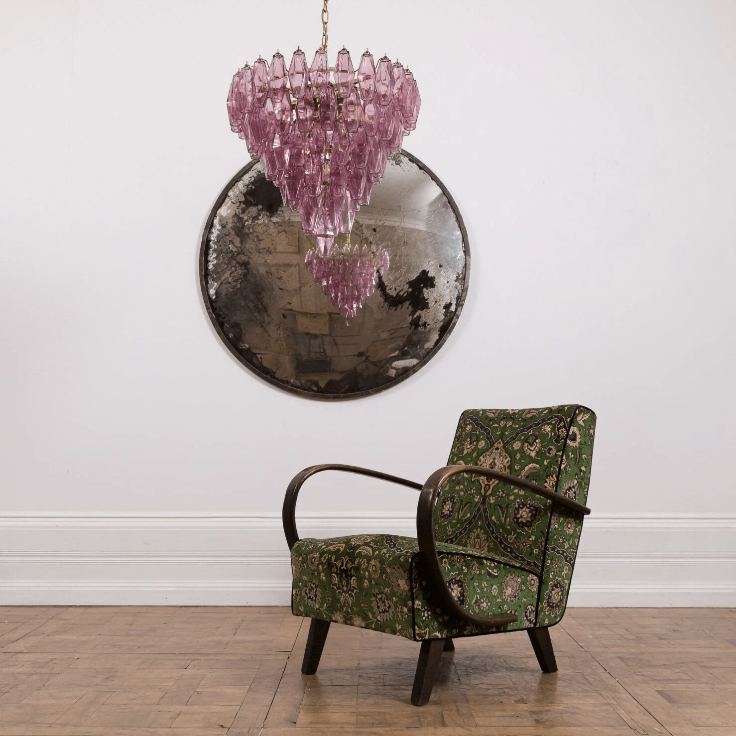 Aurora Chandelier Pink Faceted Glass Layered Vintage - Neutralighting