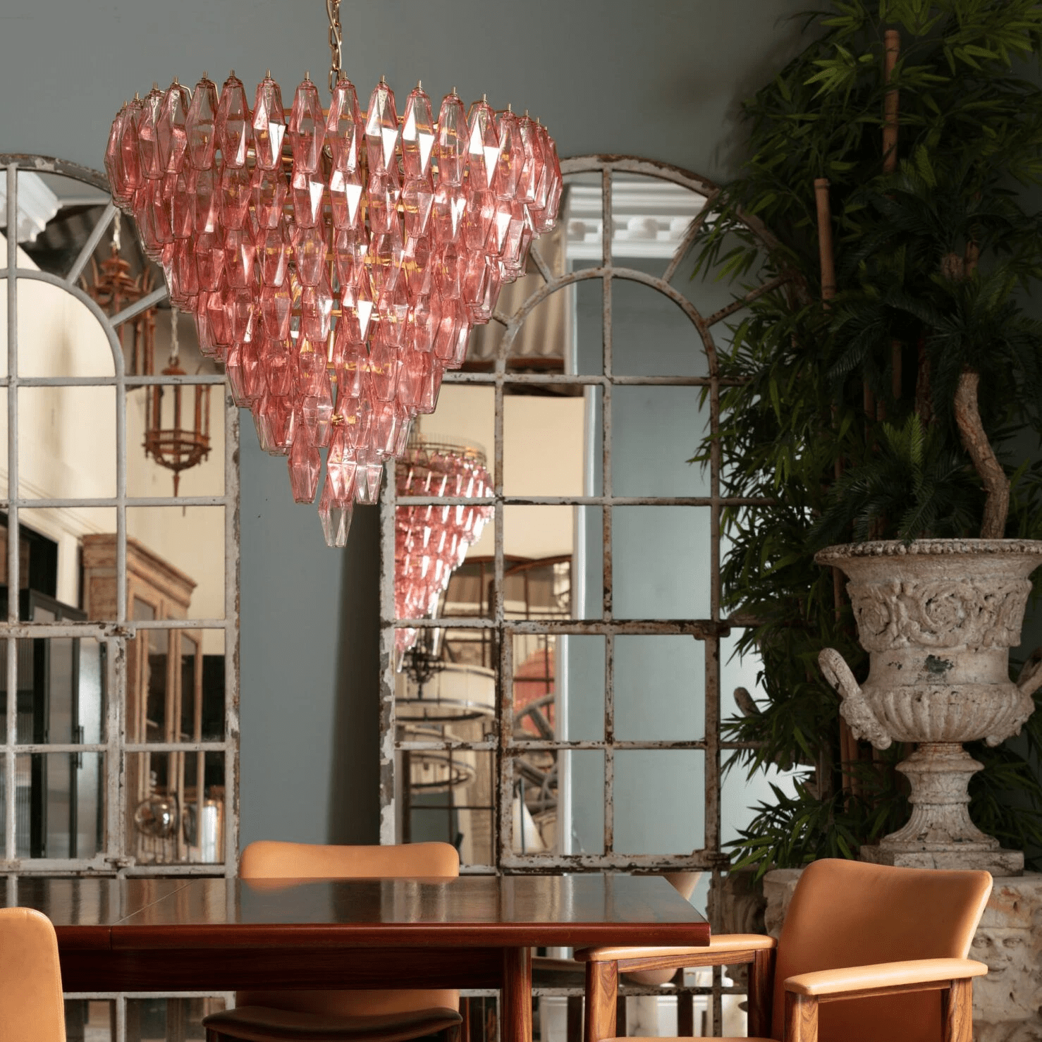 Aurora Chandelier Pink Faceted Glass Layered Vintage - Neutralighting