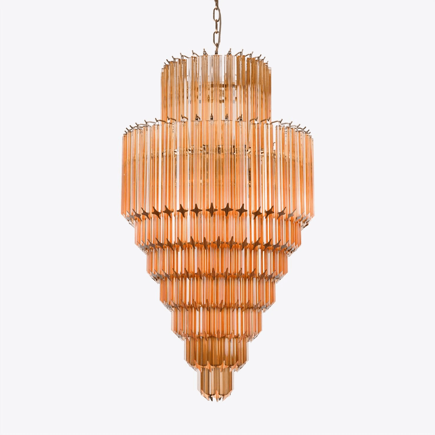 Aurora Chandelier Amber Diamond Glass Layered Retro - Neutralighting