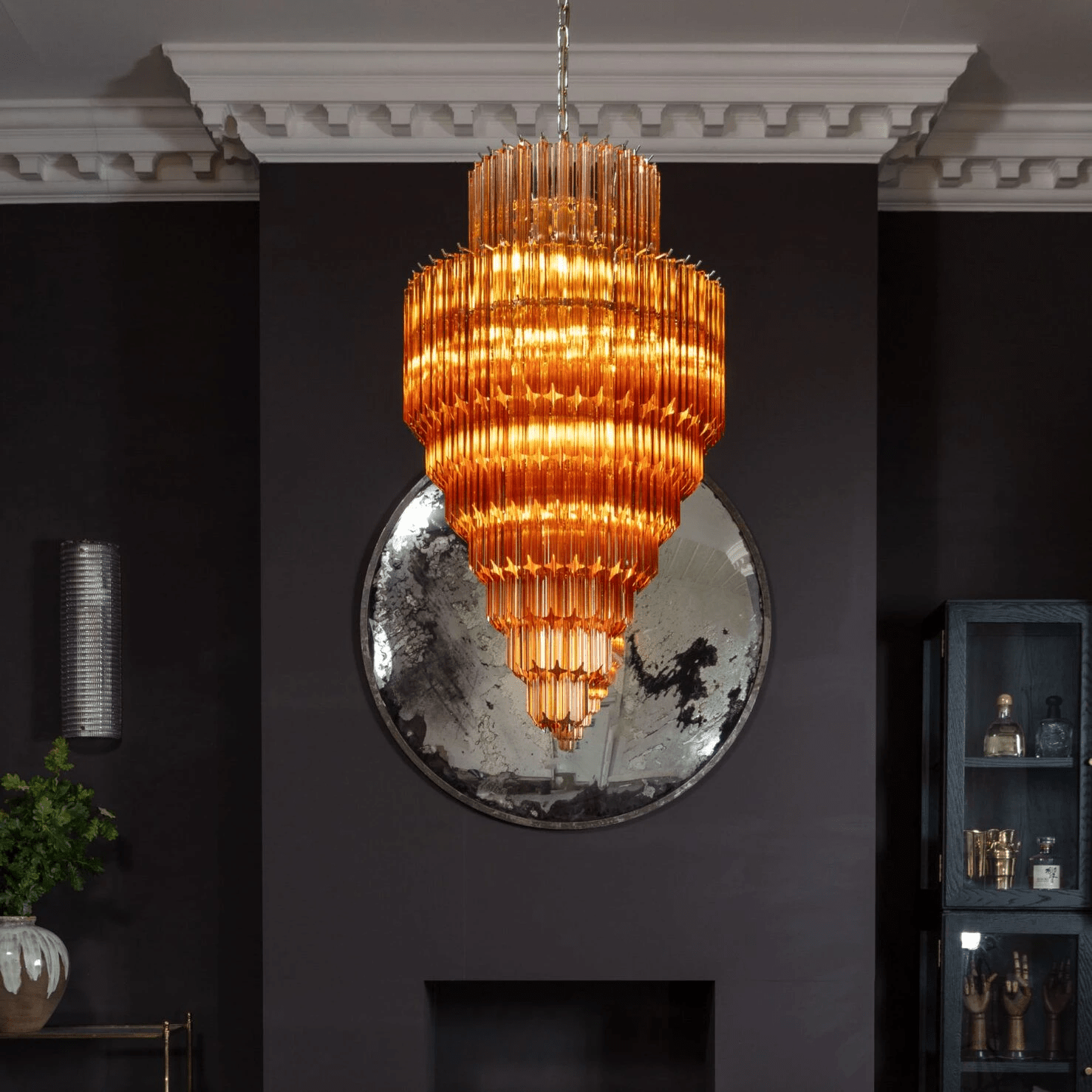 Aurora Chandelier Amber Diamond Glass Layered Retro - Neutralighting