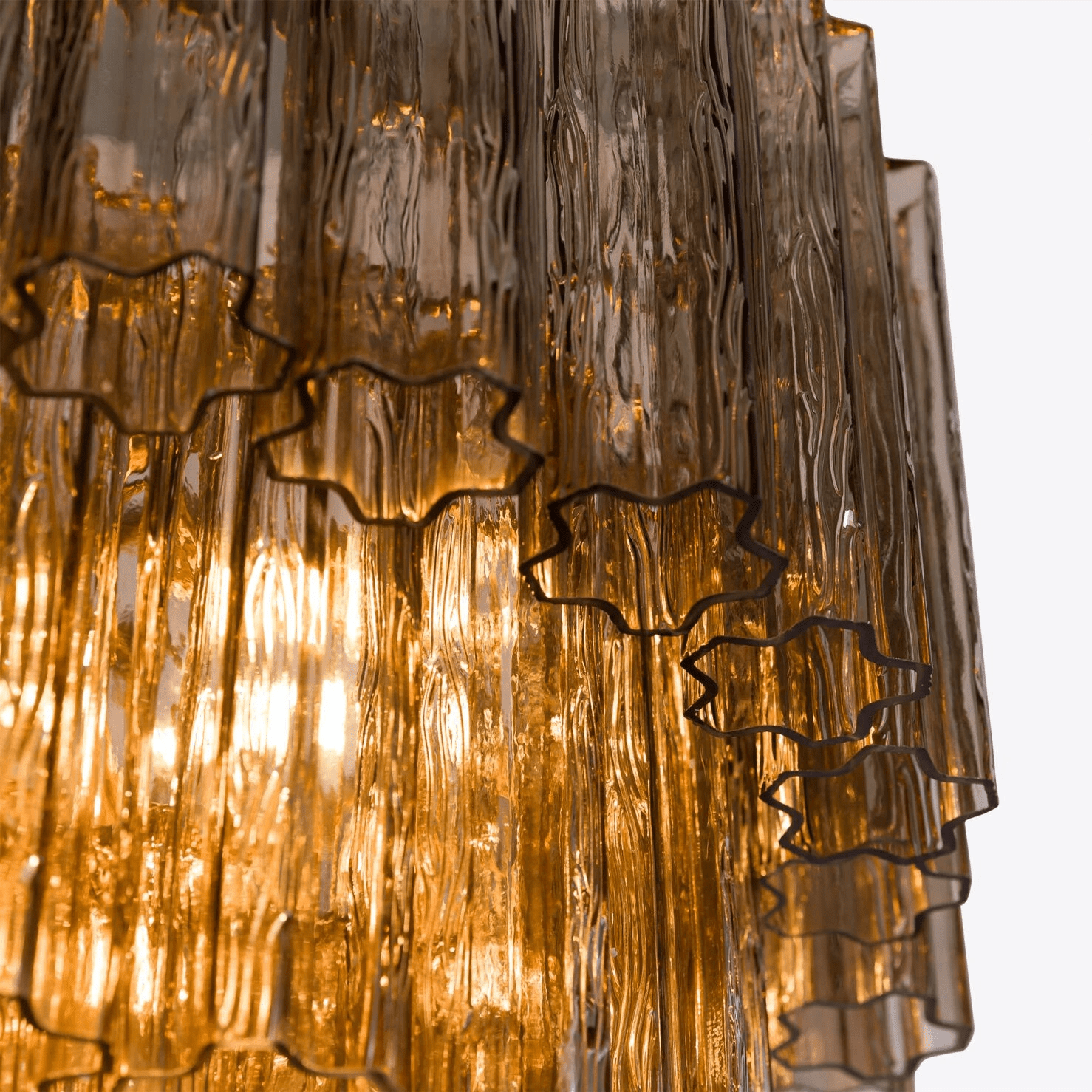 Aurora Chandelier Five Tier Fluted Glass Grande Mid Century - Neutralighting