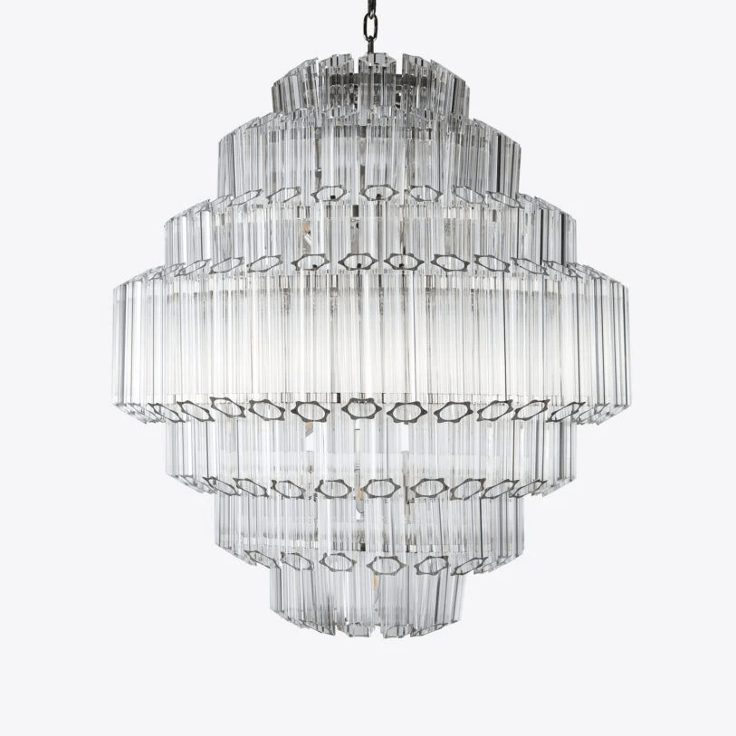 Aurora Chandelier Clear Glass Tube Layered Grande Vintage - Neutralighting