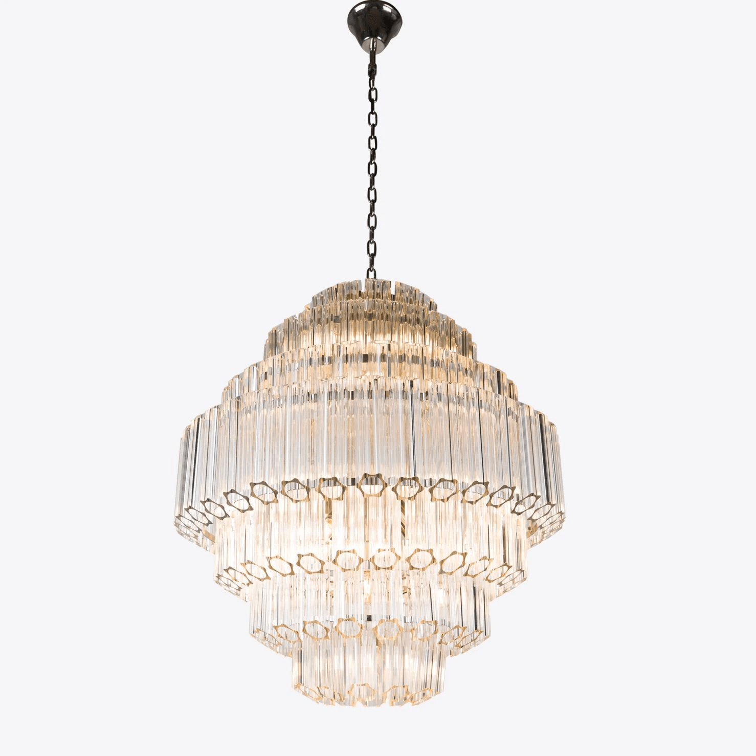 Aurora Chandelier Clear Glass Tube Layered Grande Vintage - Neutralighting