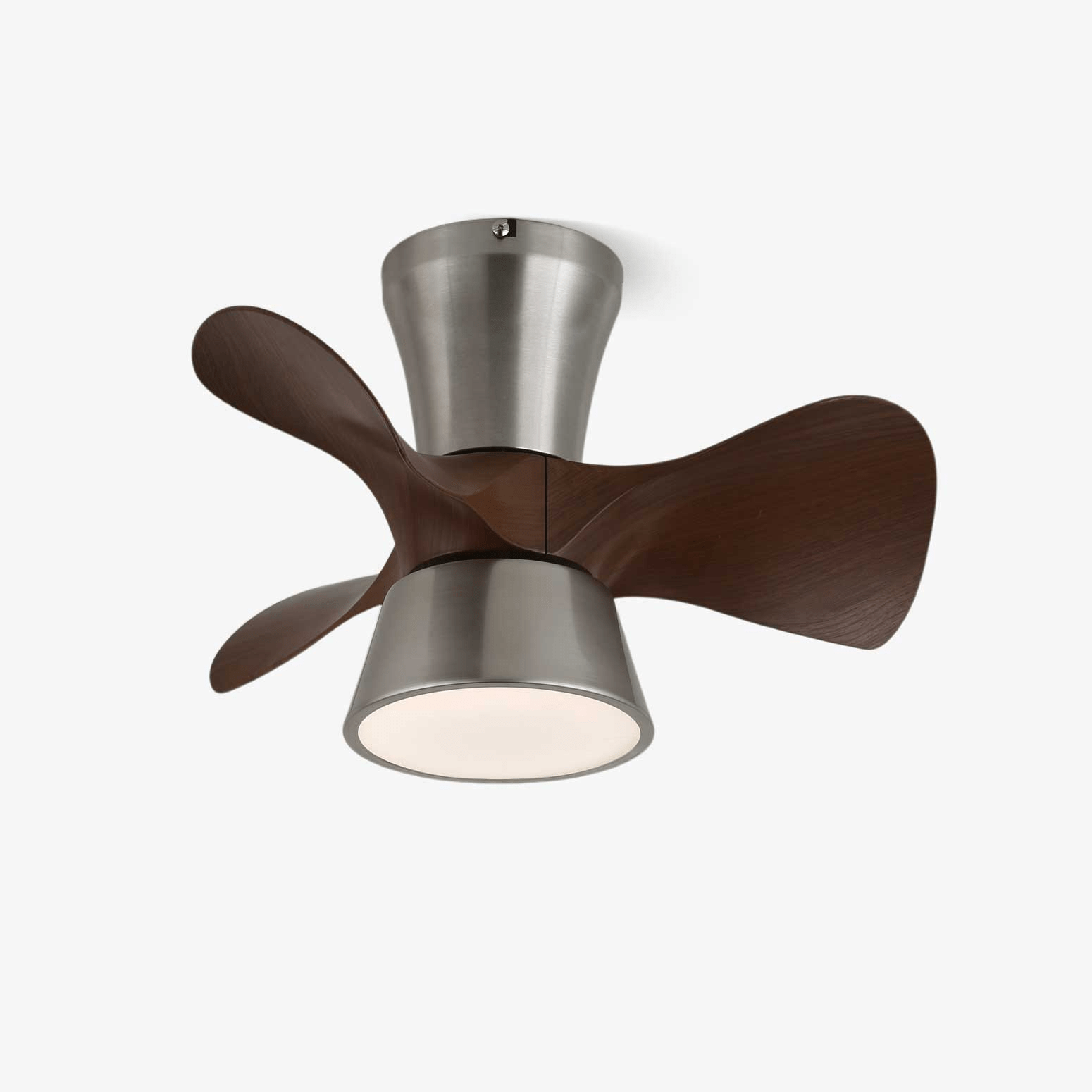 Nera Moderner Holz-Deckenventilator mit Beleuchtung, LED-Licht präsentierend
