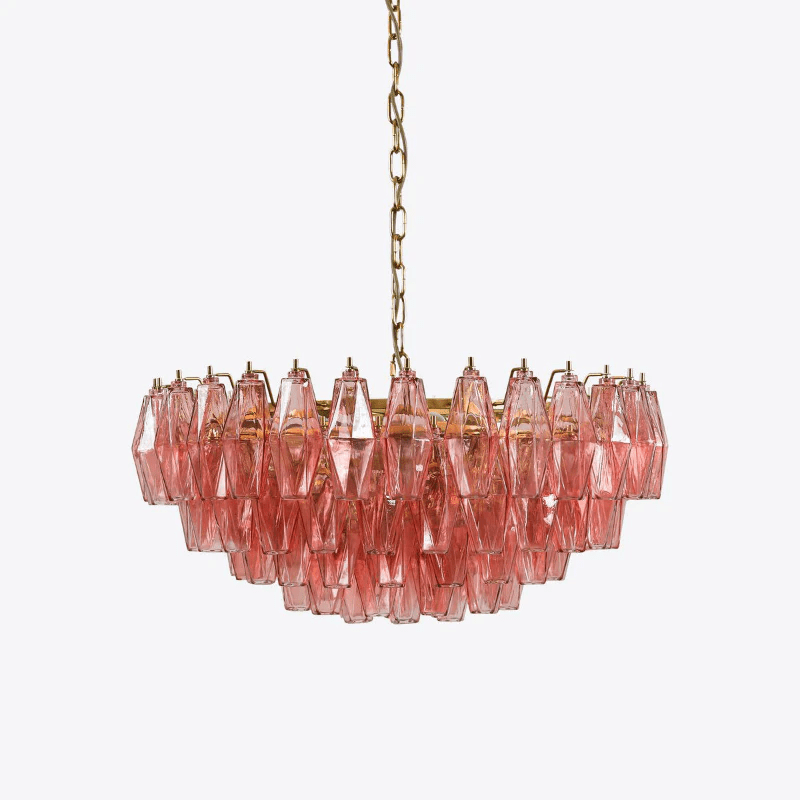 Aurora Chandelier Pink Polygon Glass Tiered Modern Artistic - Neutralighting