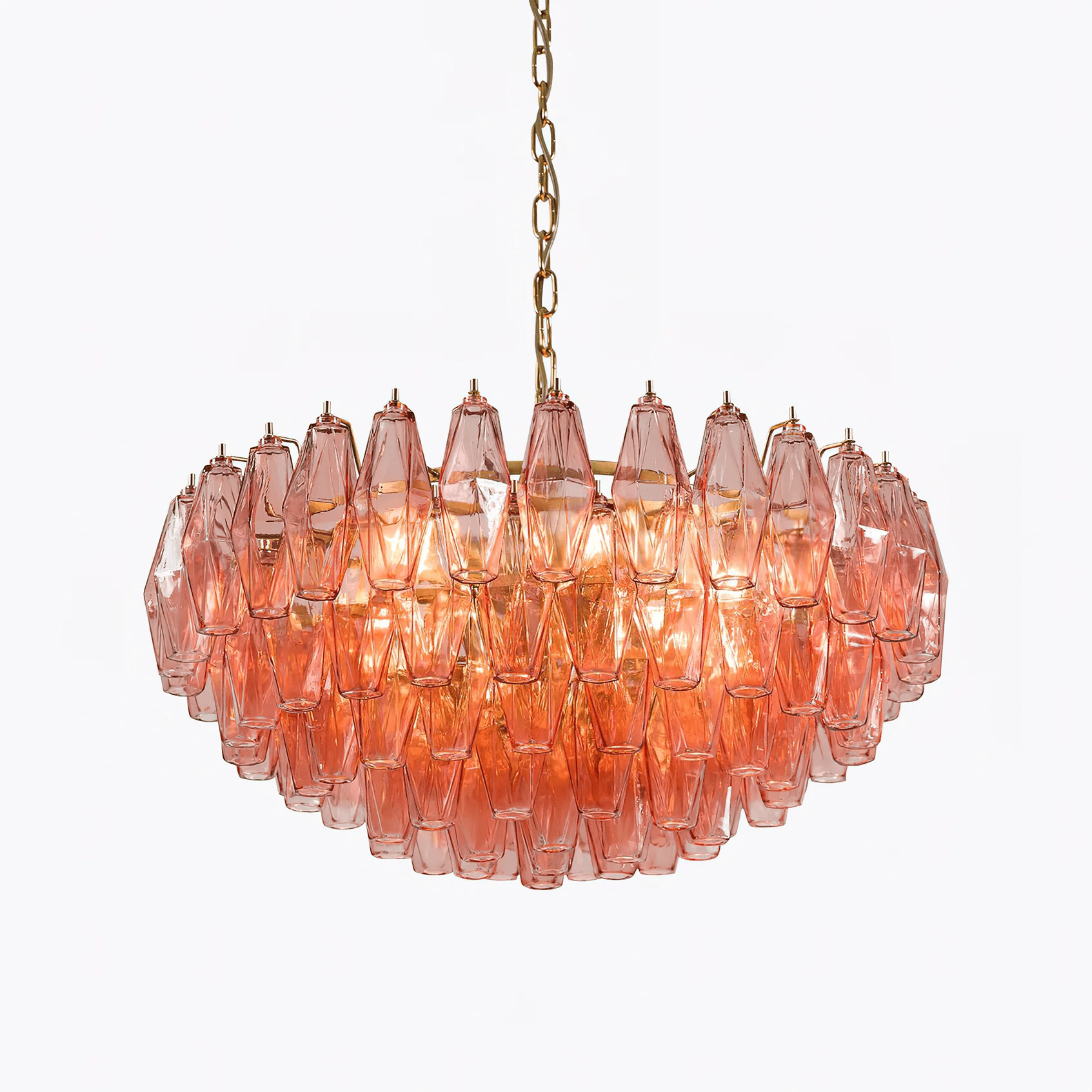 Aurora Chandelier Pink Polygon Glass Tiered Modern Artistic - Neutralighting