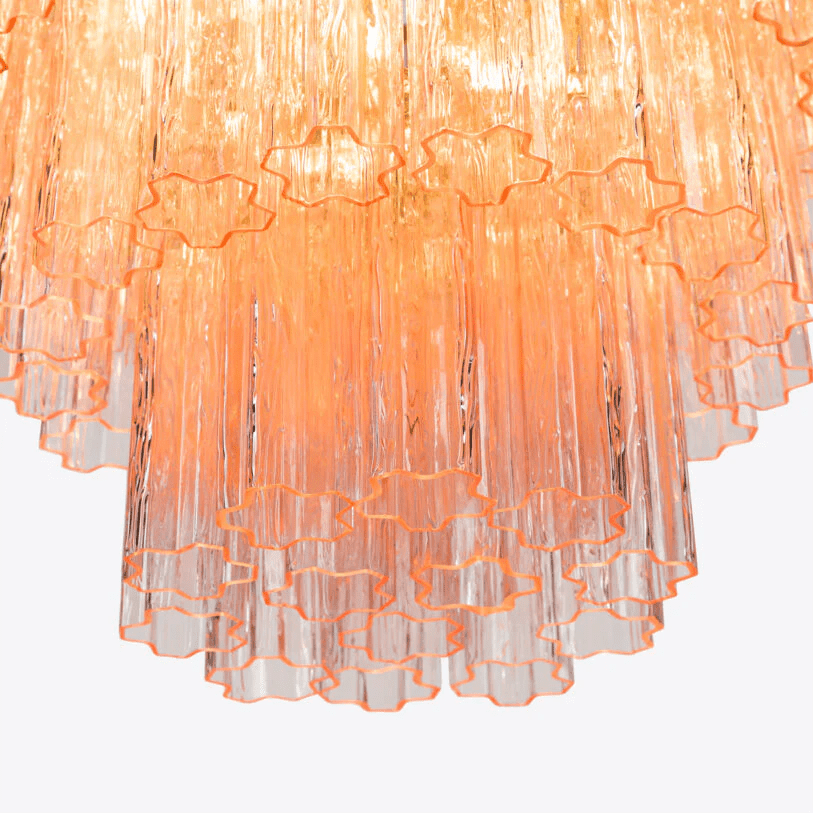 Aurora Chandelier Pink Prism Glass Layered Elegant - Neutralighting