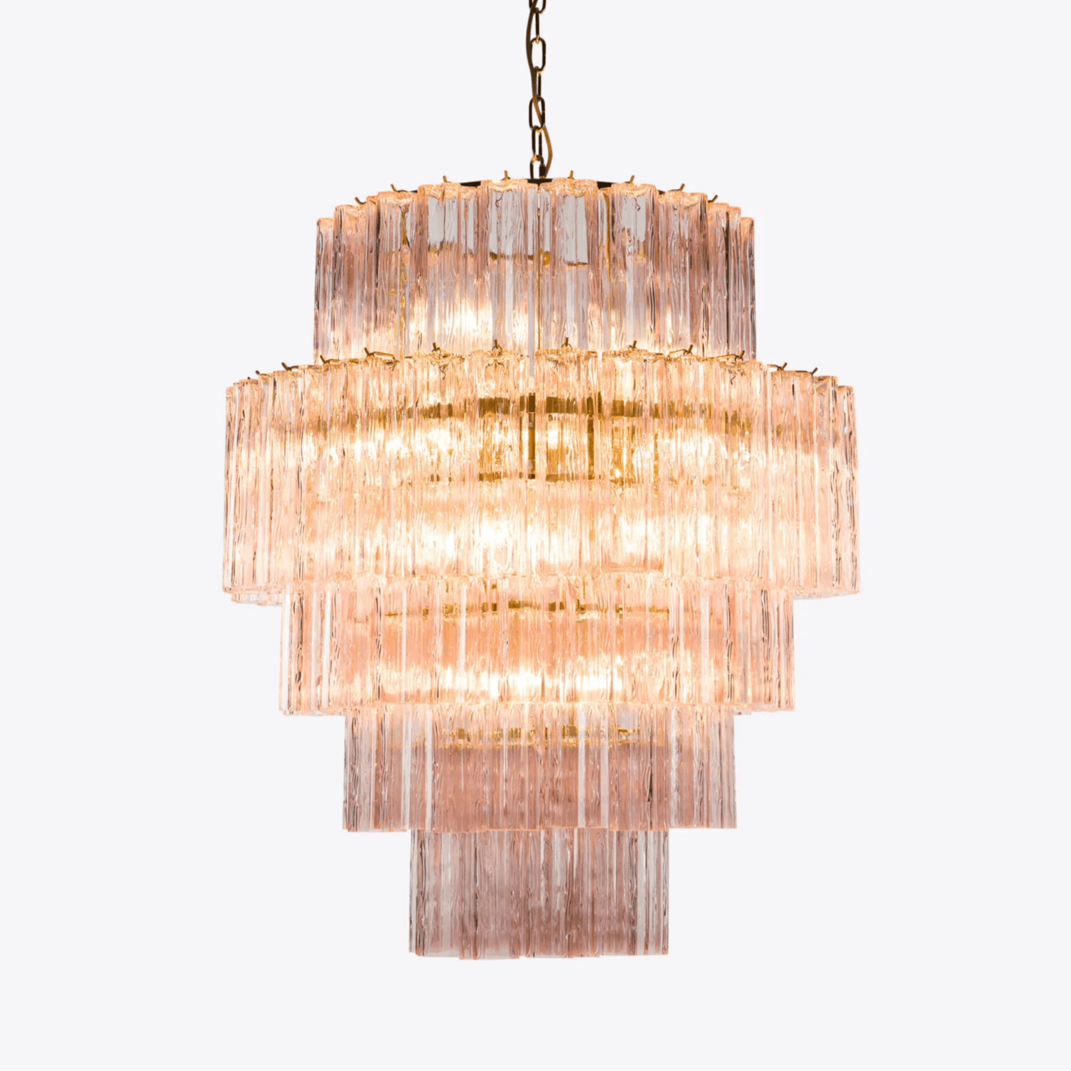 Aurora Chandelier Pink Prism Glass Layered Elegant - Neutralighting