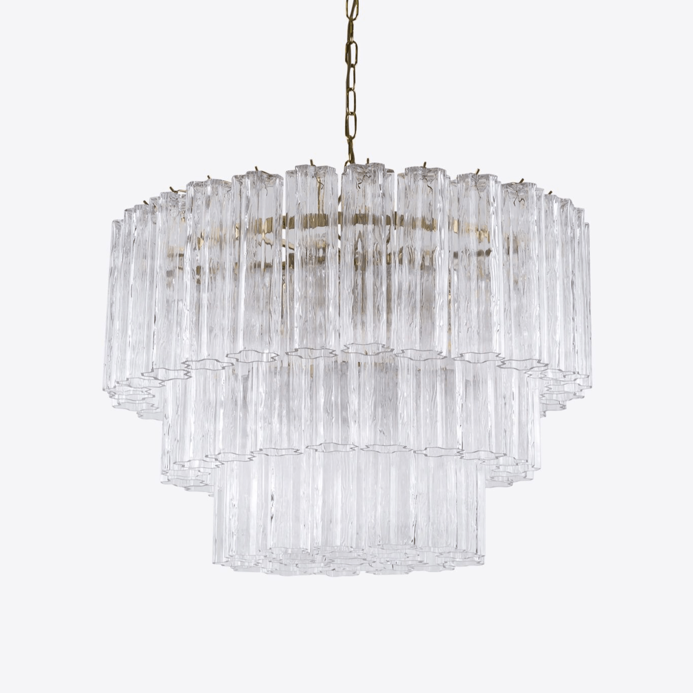 Aurora Chandelier Five Tier Fluted Glass Tube Mid Century - Neutralighting
