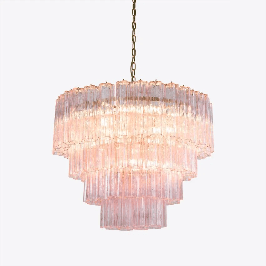 Aurora Chandelier Four Tier Fluted Glass - Neutralighting