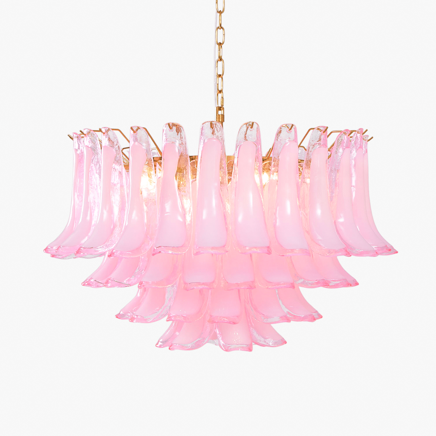 Aurora Chandelier Pink Glass Leaf Layered Floral Glamour - Neutralighting