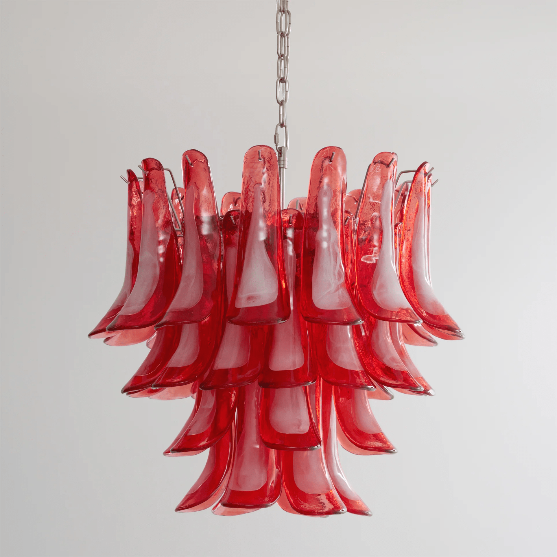 Aurora Chandelier Crimson Murano Glass Petals Layered Vintage - Neutralighting