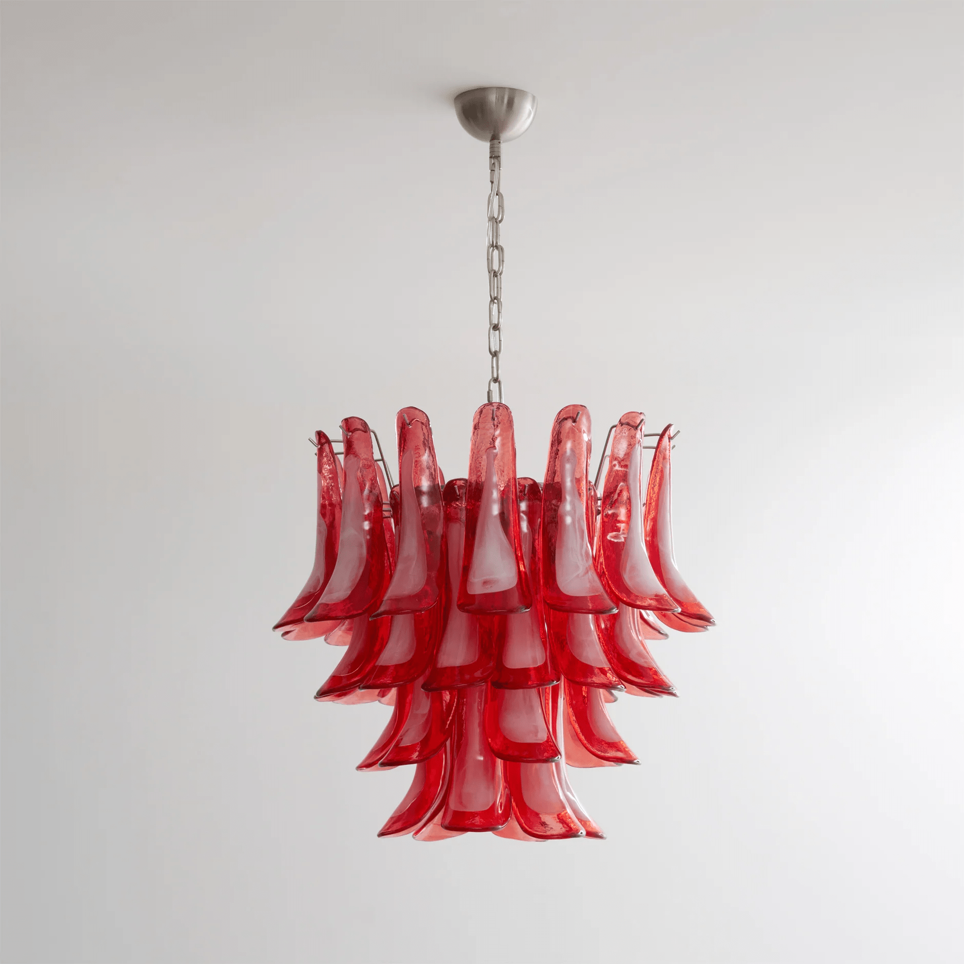 Aurora Chandelier Crimson Murano Glass Petals Layered Vintage - Neutralighting