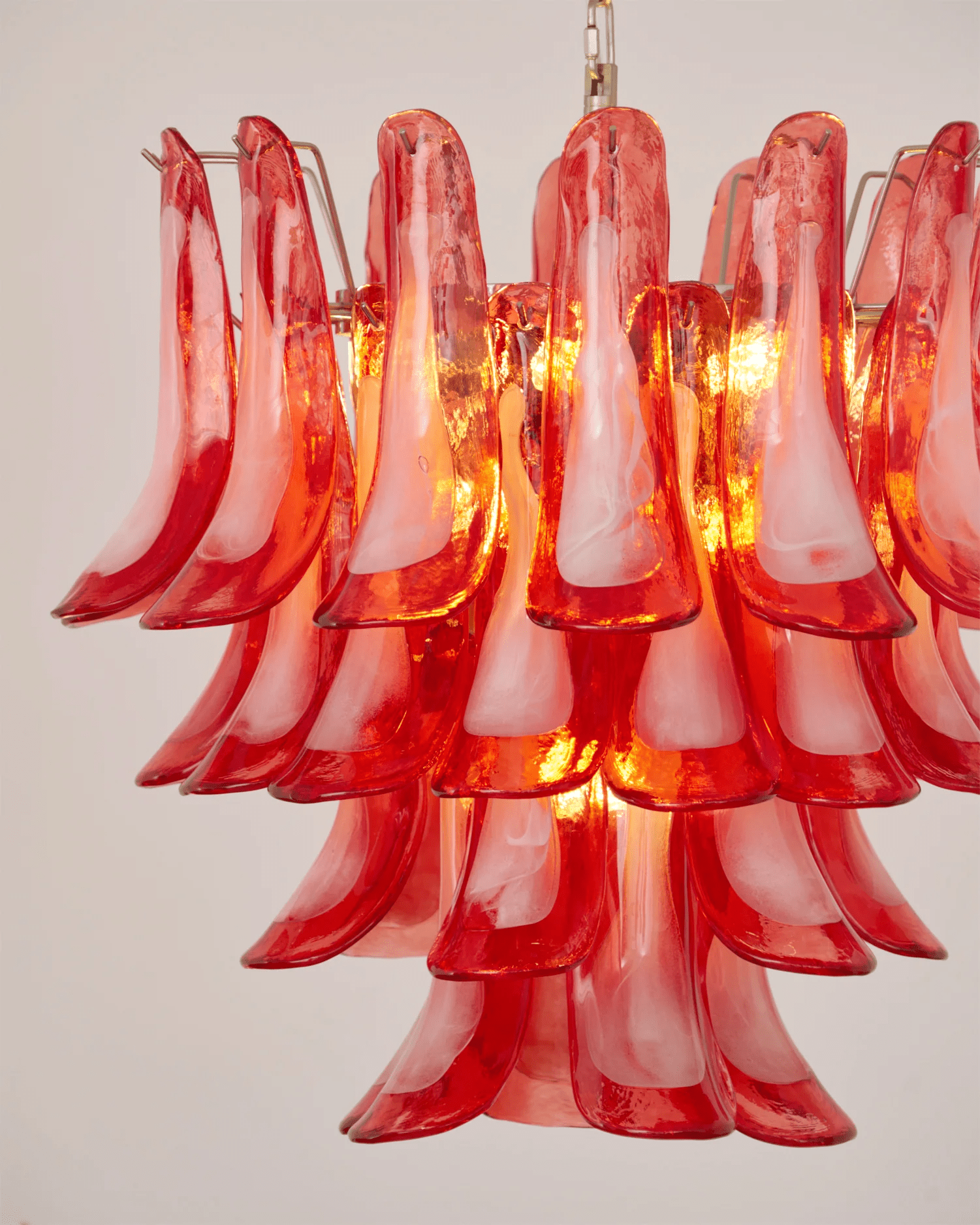 Aurora Chandelier Crimson Murano Glass Petals Layered Vintage - Neutralighting