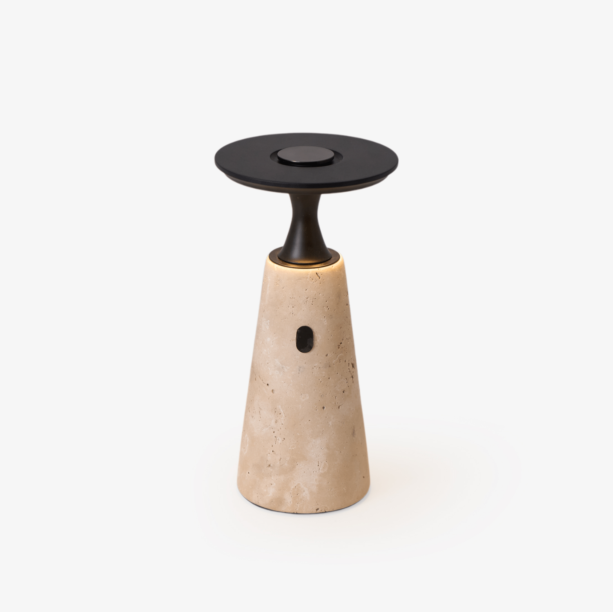 Vespera Sculptural Travertine Table Lamp - Neutralighting