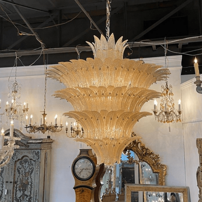 Aurora Chandelier Murano Glass Palmette Leaf Tiered - Blowlighting