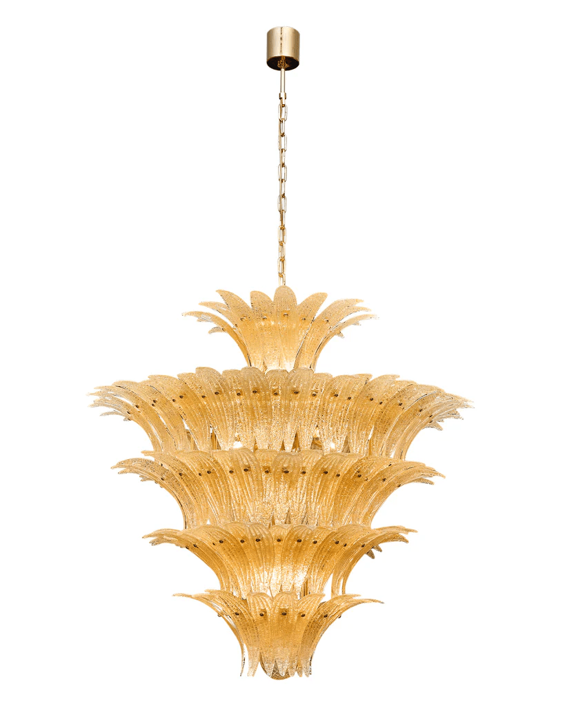 Aurora Chandelier Murano Glass Palmette Leaf Tiered - Blowlighting