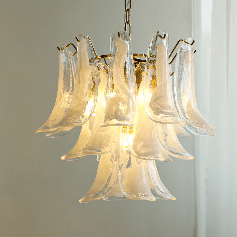 Aurora Chandelier Murano Glass Leaf Golden - Blowlighting