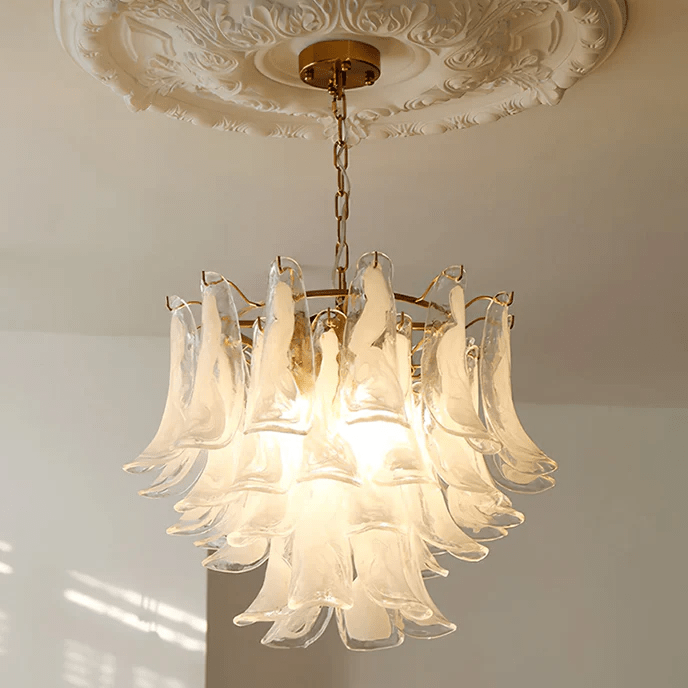 Aurora Chandelier Murano Glass Petals Vintage - Blowlighting