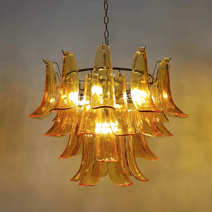 Aurora Chandelier Murano Glass Petals Vintage - Blowlighting