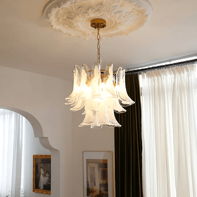 Aurora Chandelier Murano Glass Petals Vintage - Blowlighting
