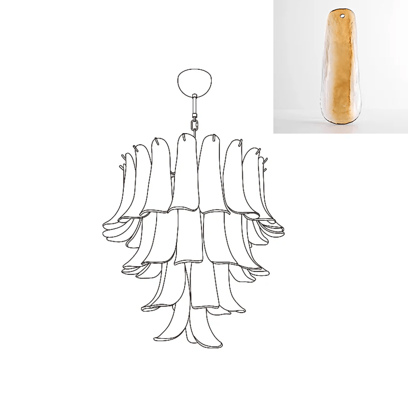 Aurora Chandelier Murano Glass Petals Vintage - Blowlighting