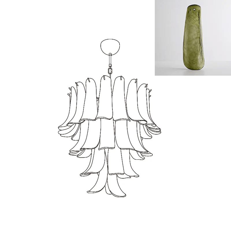 Aurora Chandelier Murano Glass Petals Vintage - Blowlighting