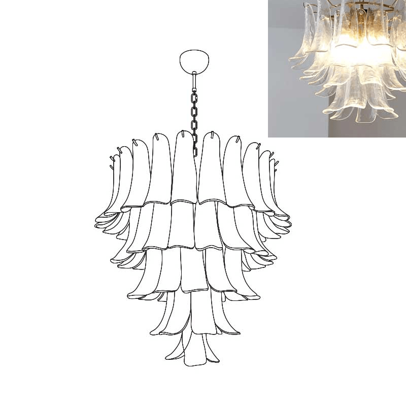 Aurora Chandelier Murano Glass Petals Vintage - Blowlighting