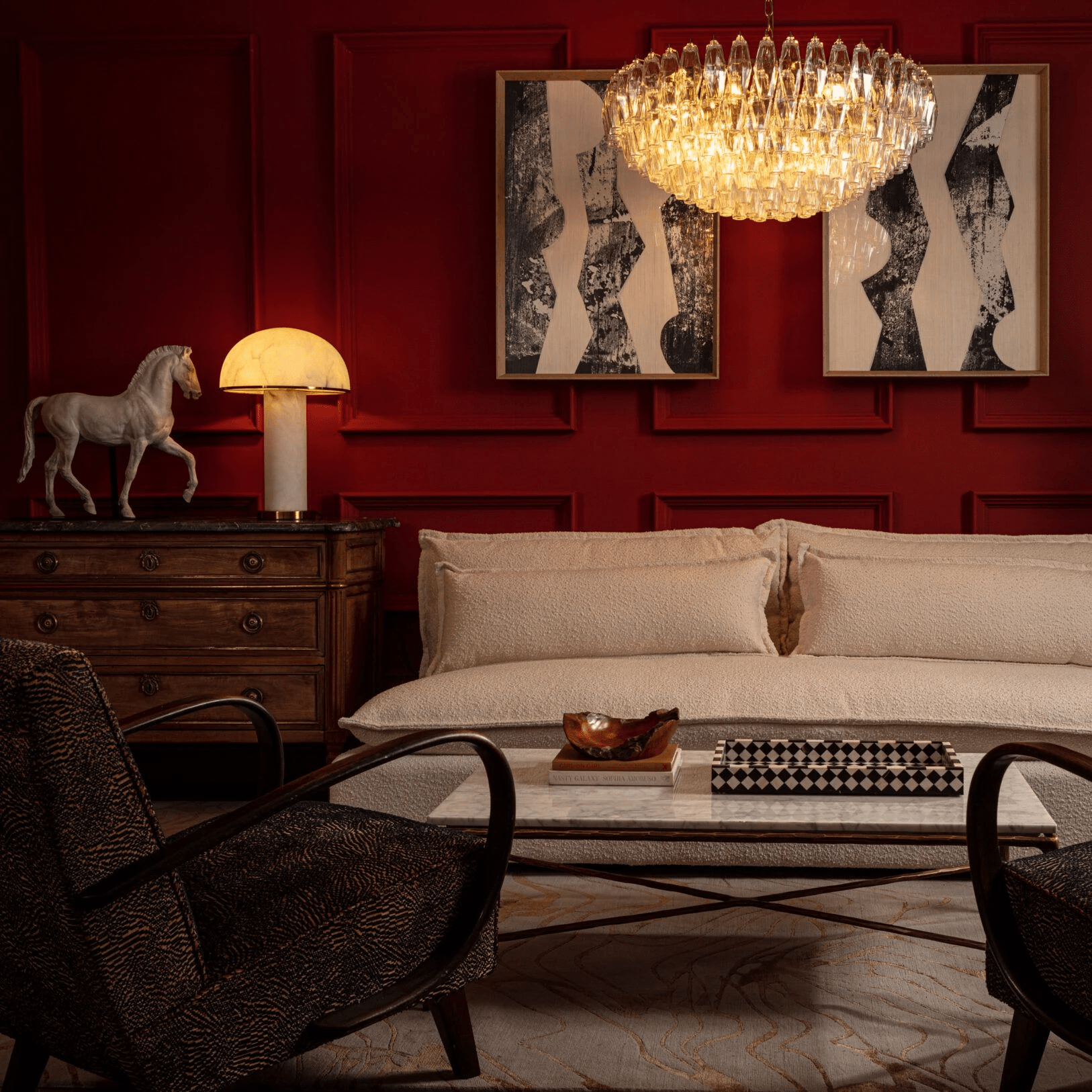 Aurora Chandelier Clear Murano Glass Polyhedron Vintage - Blowlighting