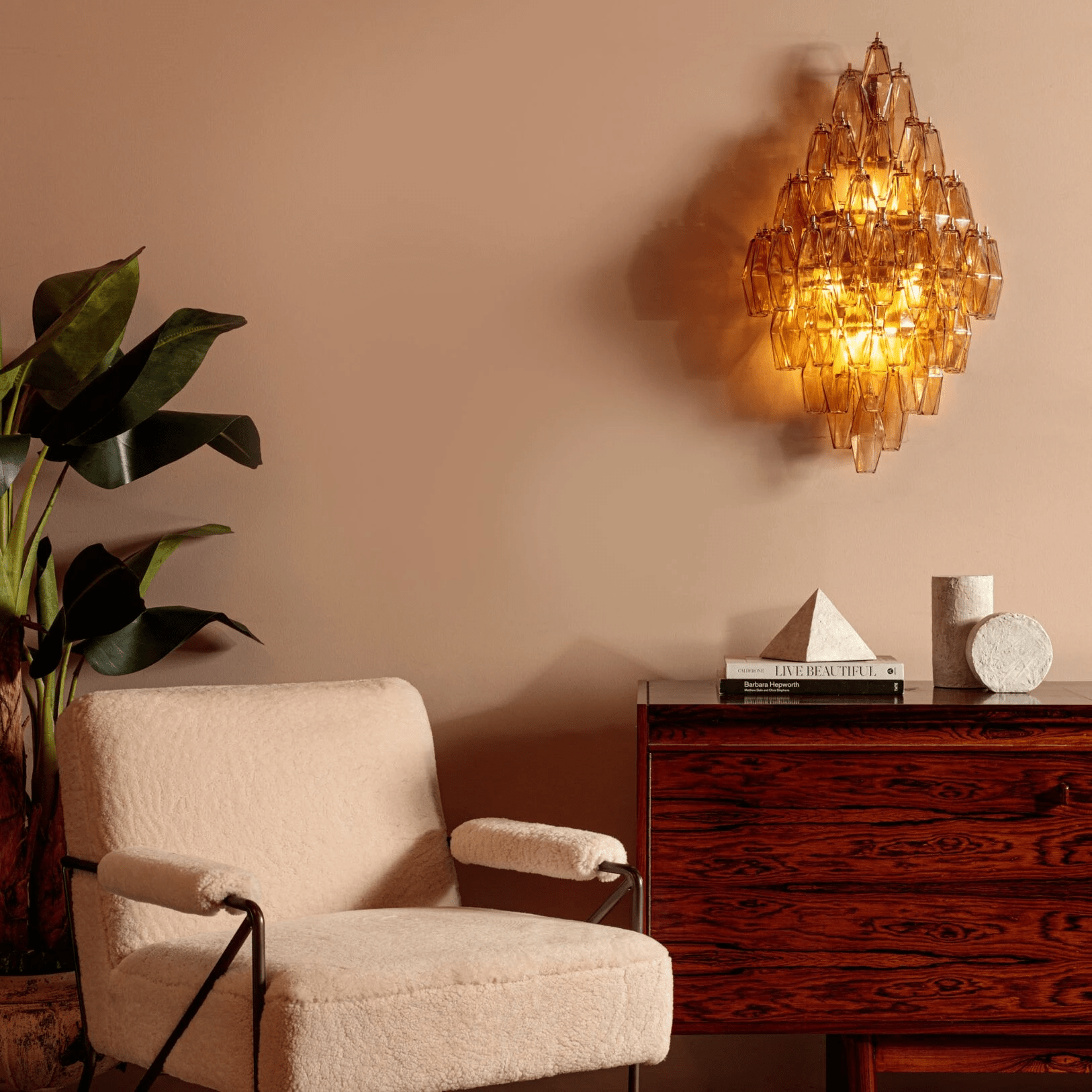 Aurora Wall Light Amber Diamond Polyhedron Vintage - Neutralighting