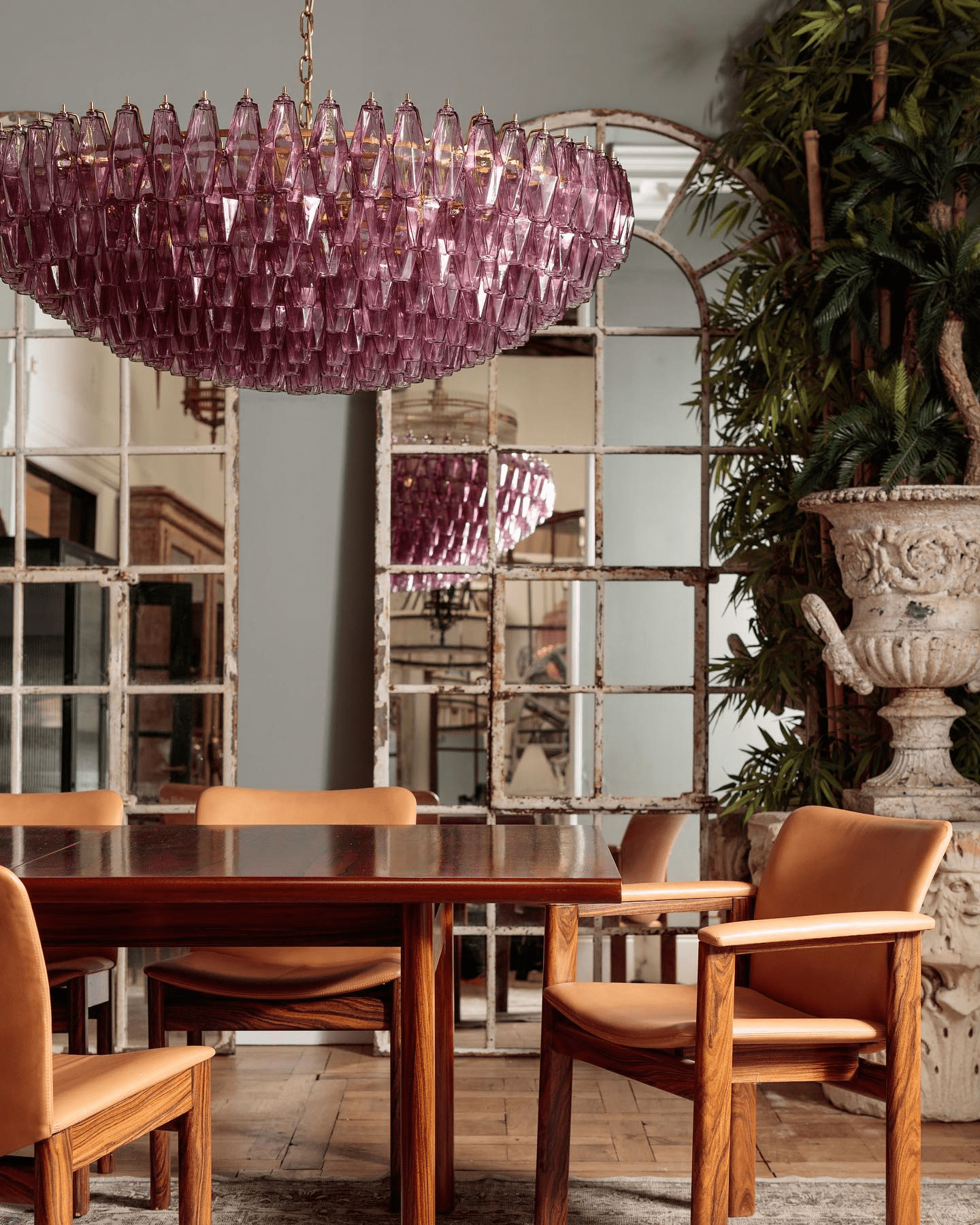 Aurora Chandelier Tiered Amber Glass Vintage - Neutralighting