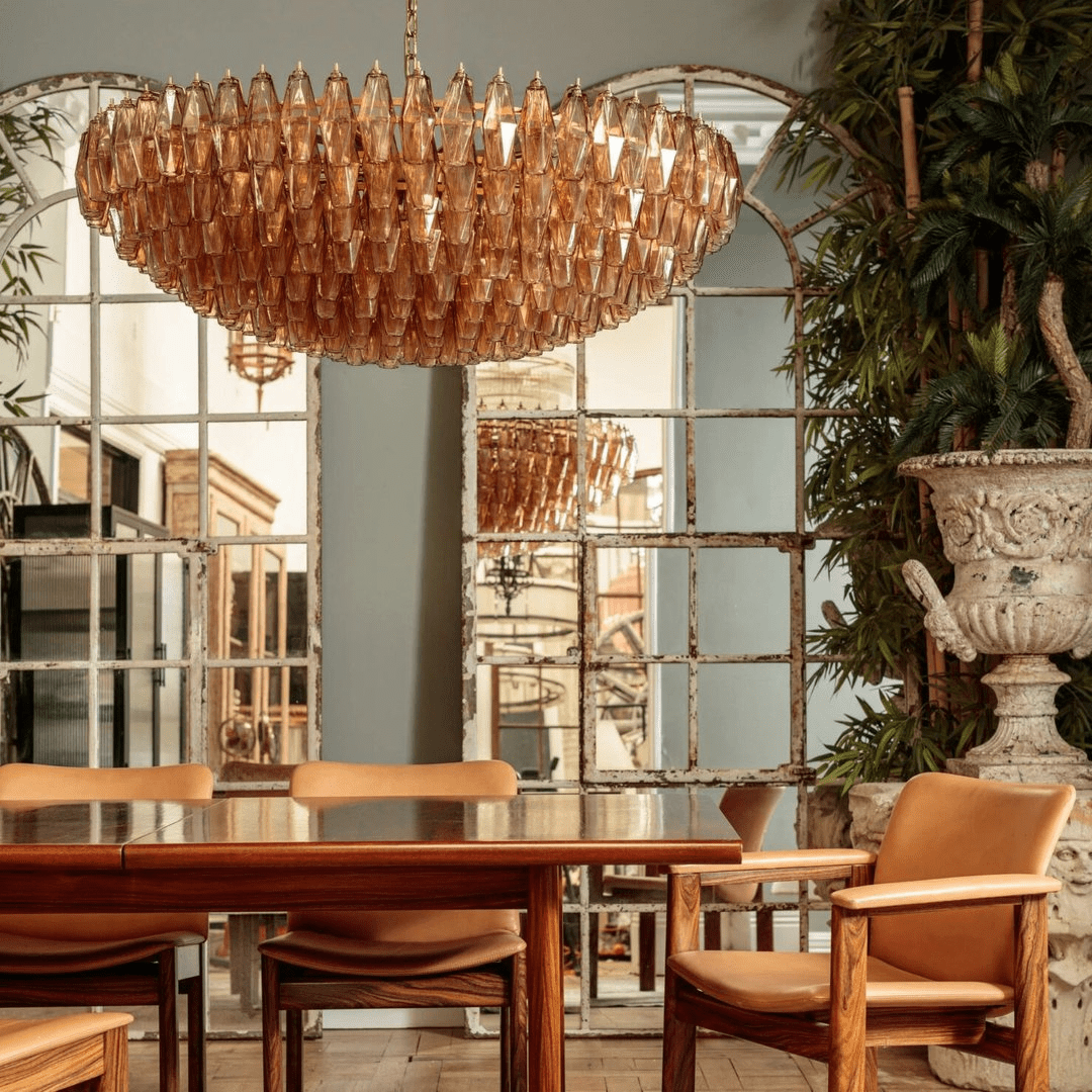 Aurora Chandelier Tiered Amber Glass Vintage - Neutralighting