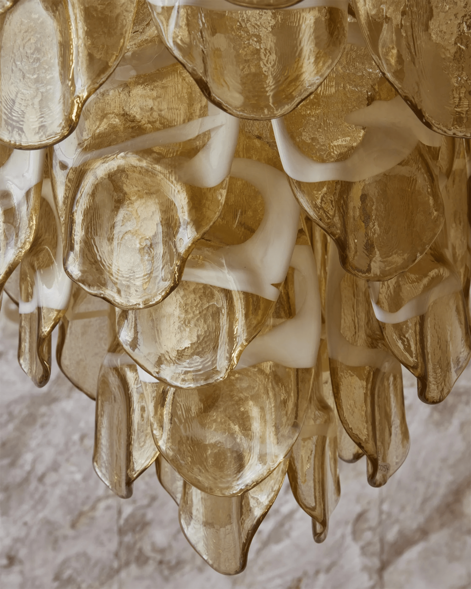 Aurora Chandelier Amber Murano Glass Oval Drops Layered - Neutralighting