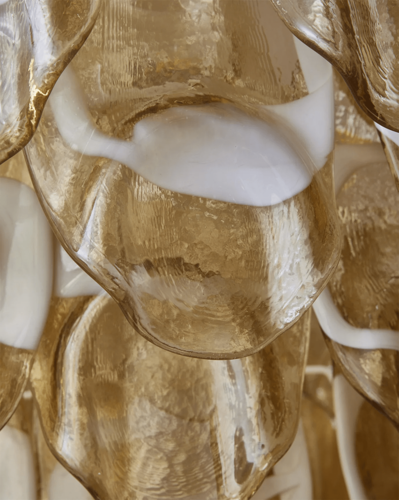 Aurora Chandelier Amber Murano Glass Oval Drops Layered - Neutralighting