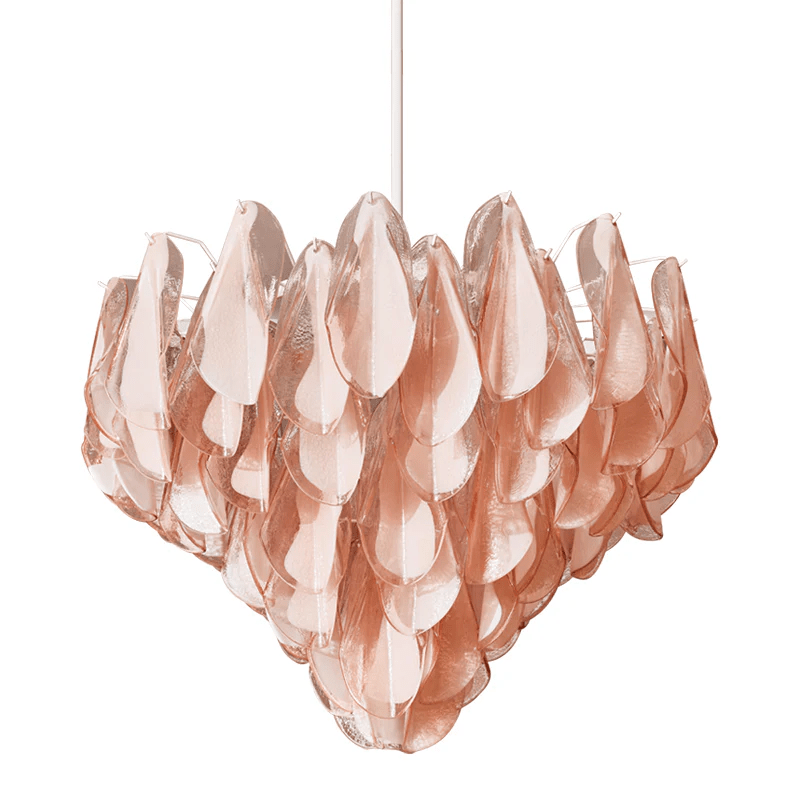 Aurora Chandelier Amber Murano Glass Oval Drops Layered - Neutralighting