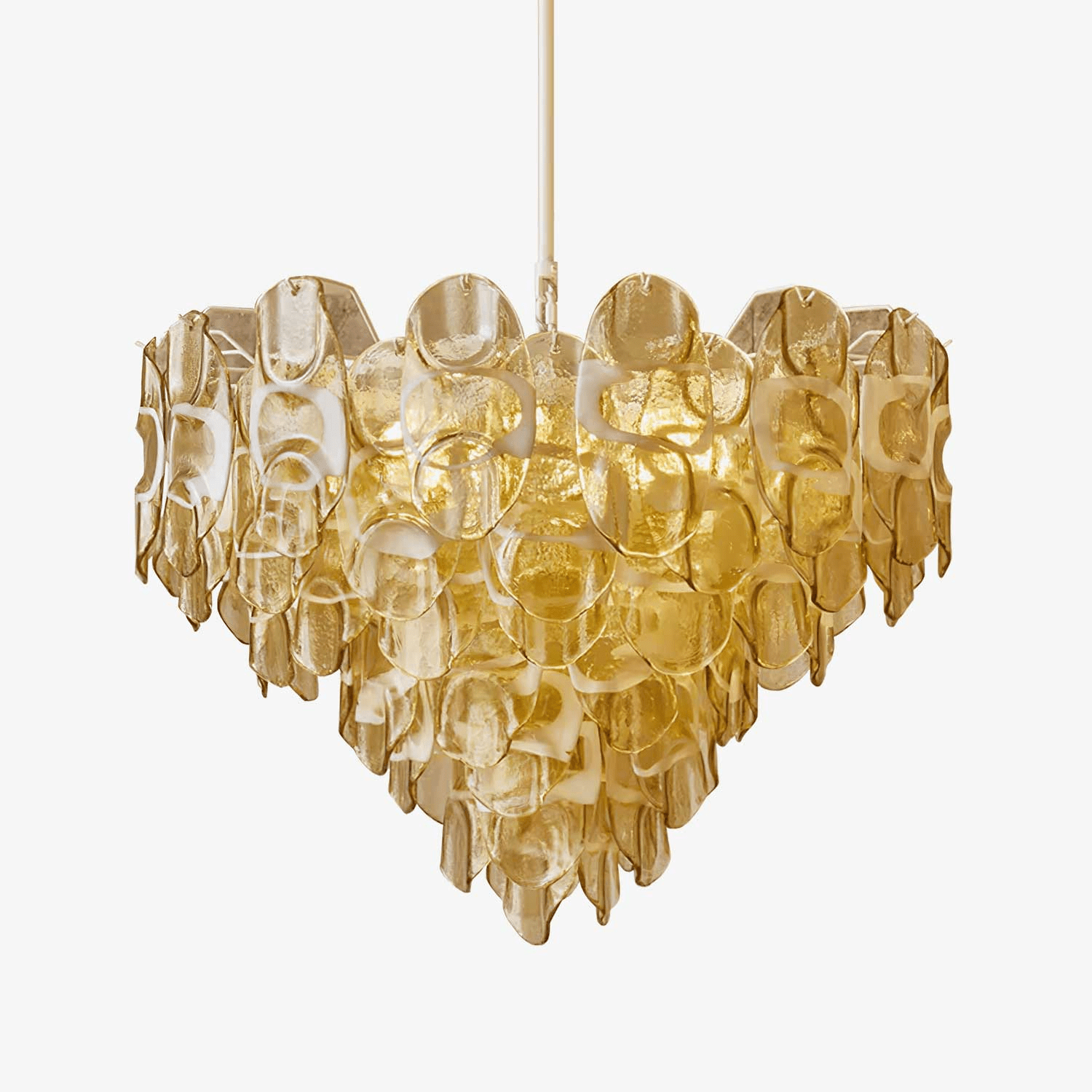 Aurora Chandelier Amber Murano Glass Oval Drops Layered - Neutralighting