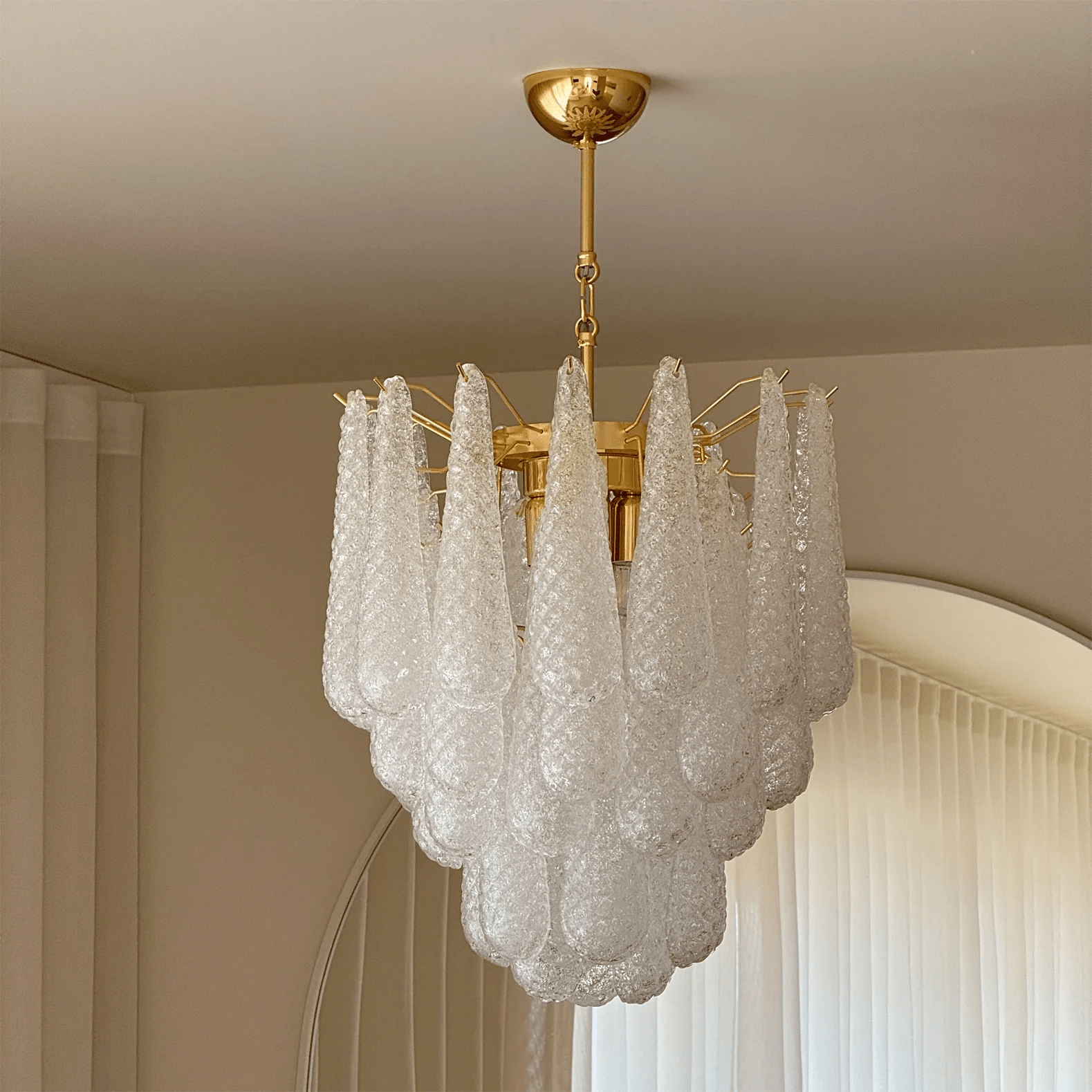 Aurora Chandelier Murano Glass Drops Frosted Teardrop - Neutralighting
