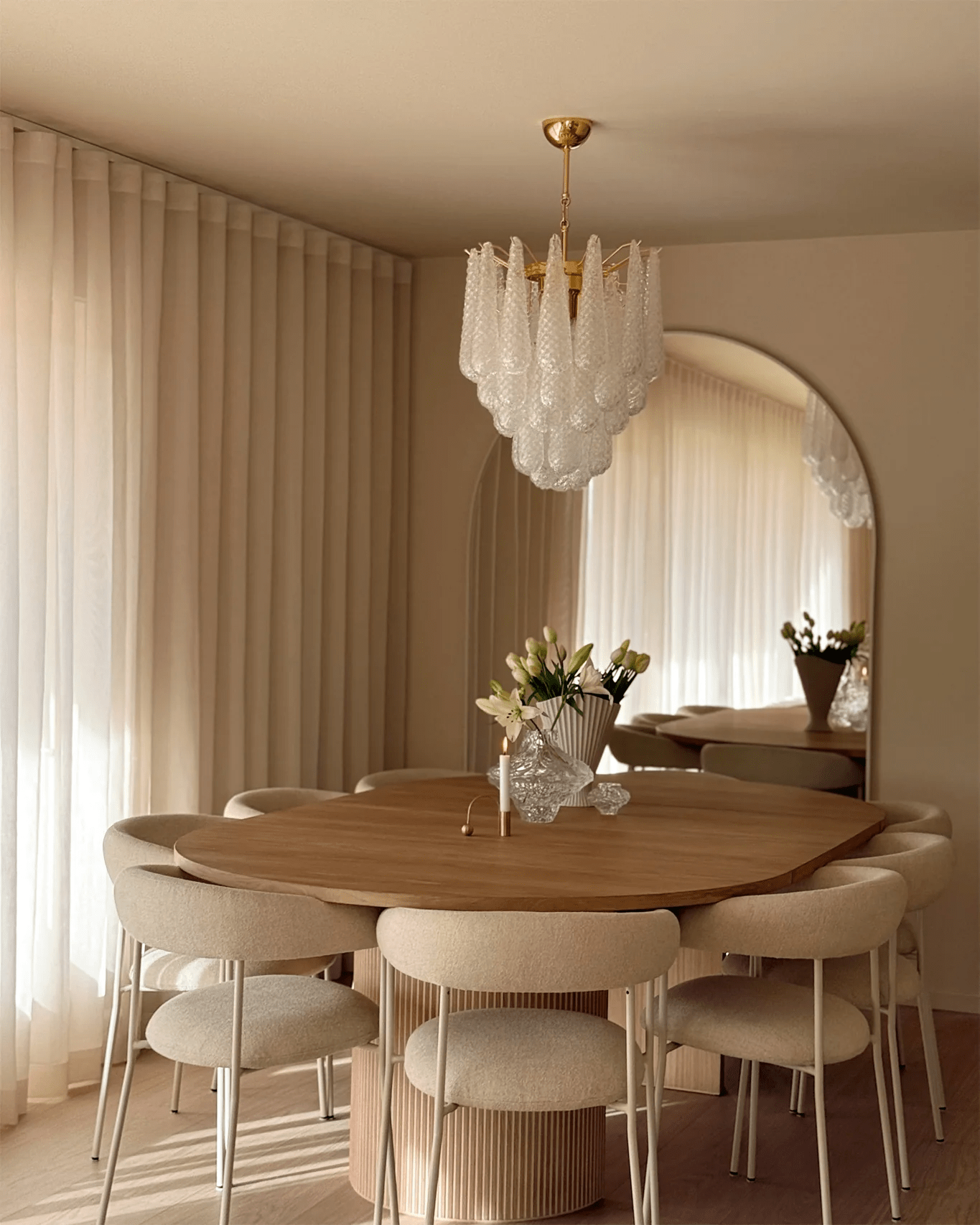 Aurora Chandelier Murano Glass Drops Frosted Teardrop - Neutralighting