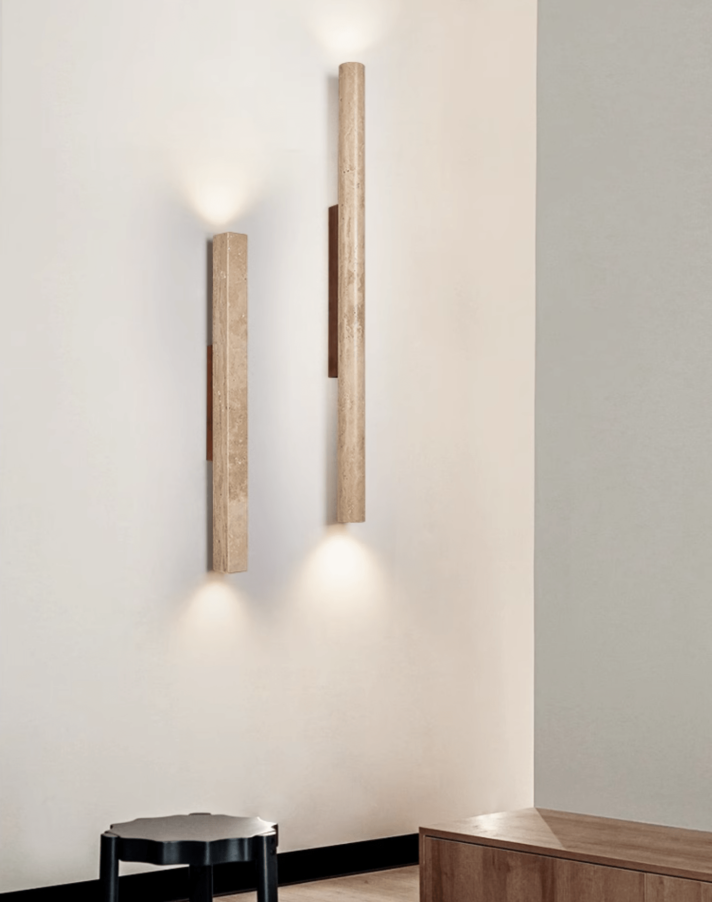 Cathais Minimalist Travertine Wall Light - Neutralighting