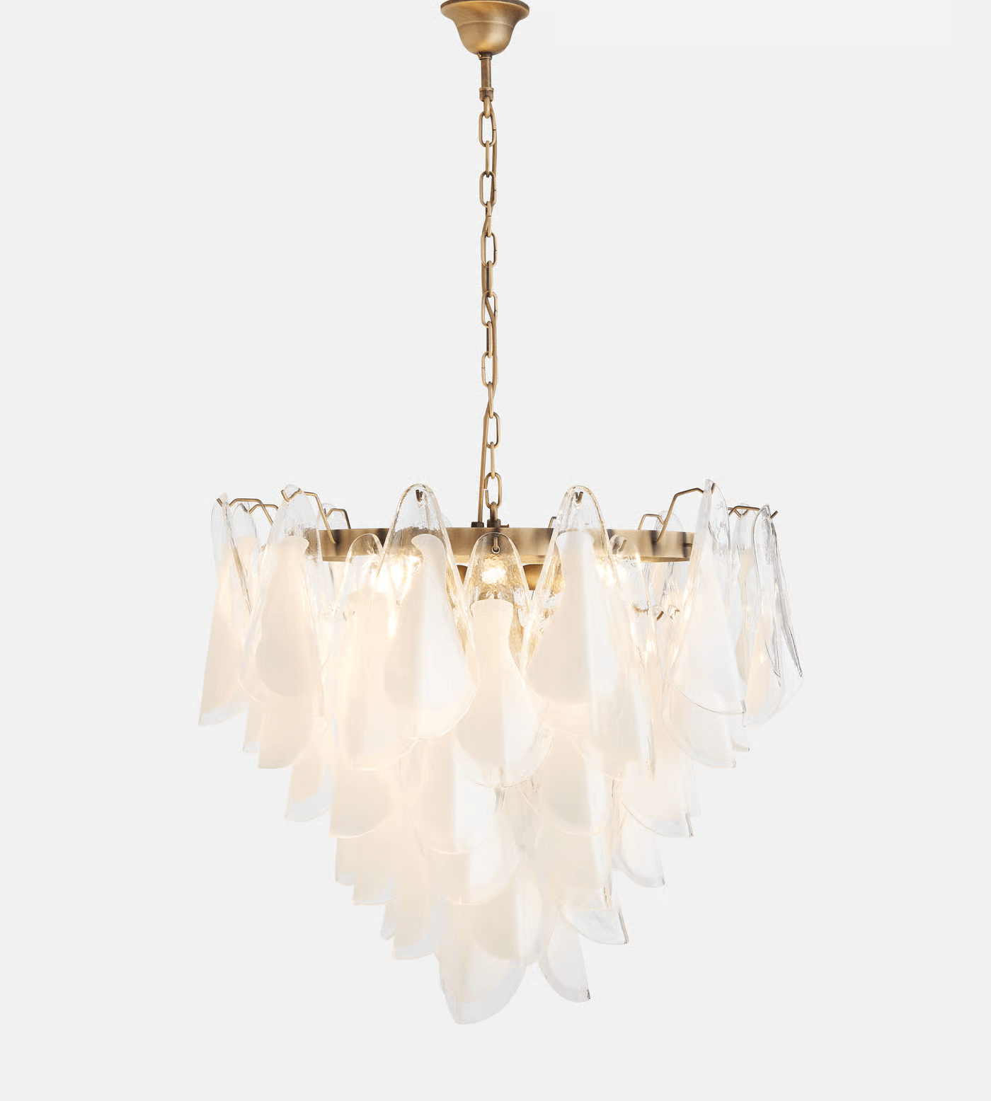 Aurora Chandelier White Leaf Glass Layered Modern - Neutralighting