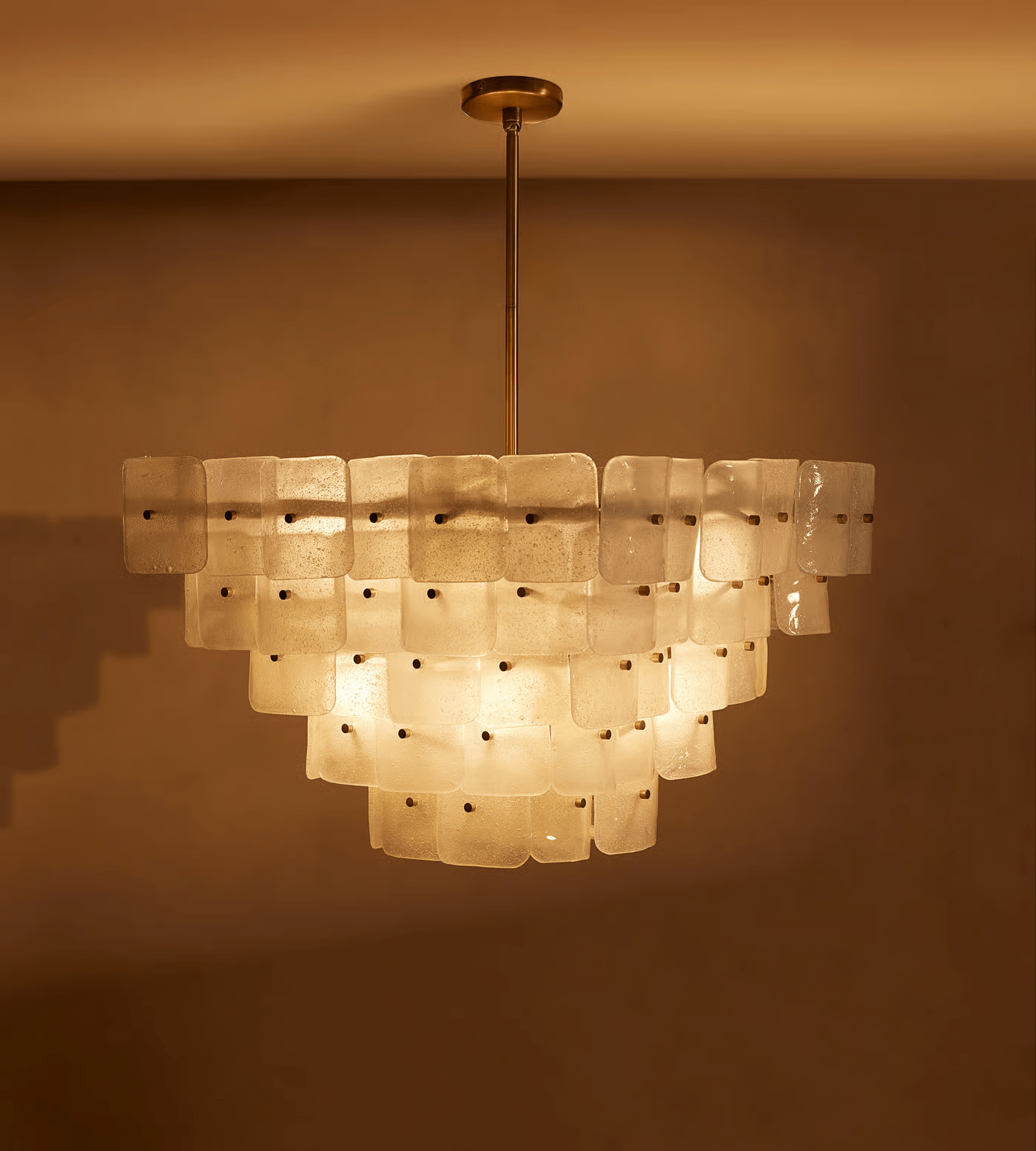 Aurora Chandelier White Frosted Glass Geometric Tiered - Neutralighting